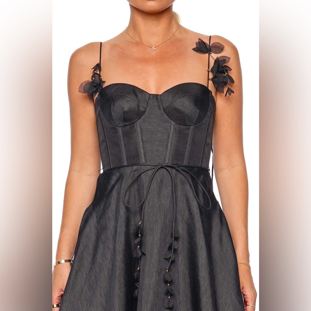 ZIMMERMANN NATURA BLACK CORSET MIDI DRESS - Picture 10 of 17